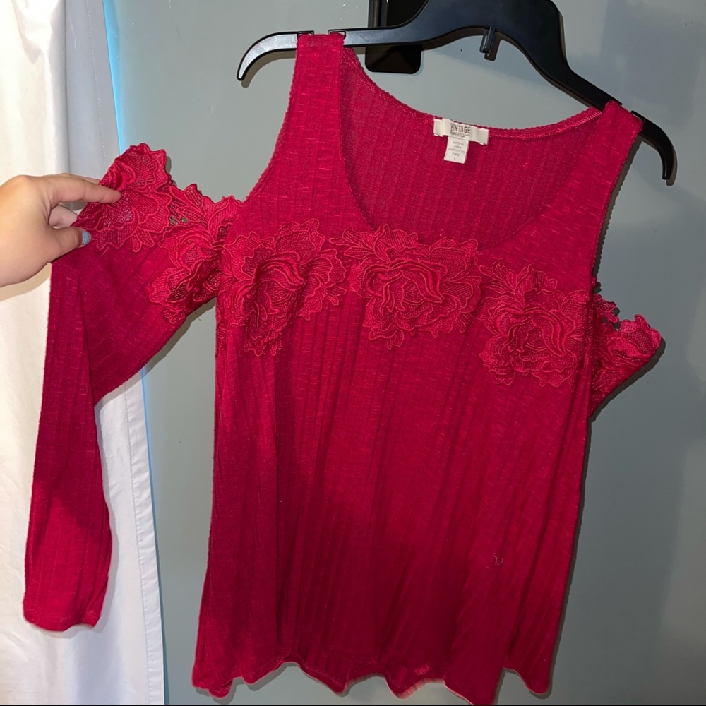 Vintage America Blues Cold Shoulder Top